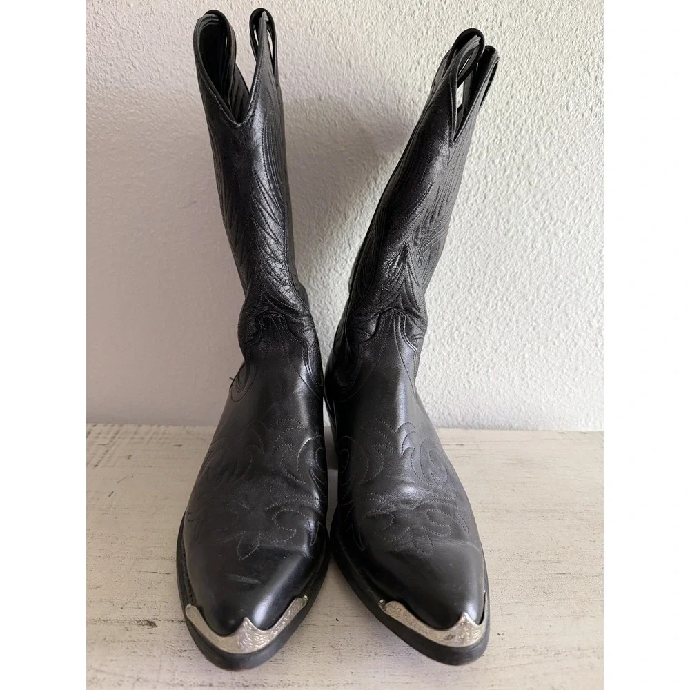 VTG MENS LAREDO COWBOY TOE RAND BLACK BOOTS SIZE 8.5 D